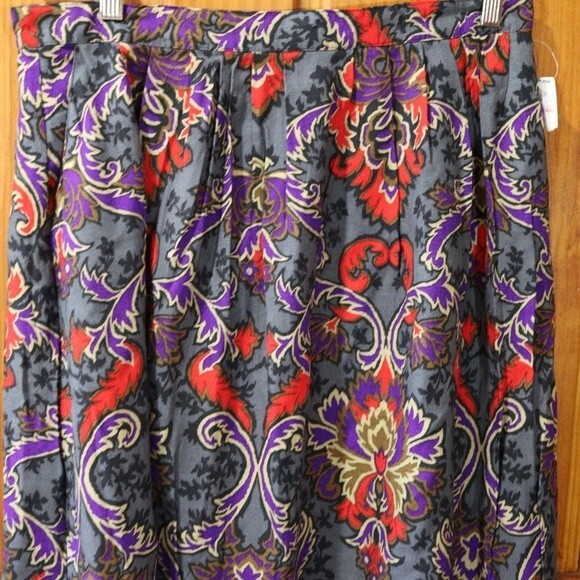 Vintage Midi Skirt Adam Yves Colorful Floral Gray Skirt 18 - Picture 6 of 11